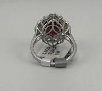 Ruby Corundum Ring with Diamonds, 6.35 ct, Sterling Silver - 3