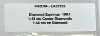 18K Gold Diamond Earrings, 1.43 cts Center Diamonds, Serial: K42D94-EA22102 - 6