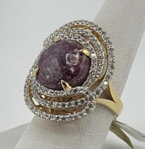 18.31 Carat Ruby & Sapphire Ring, 14K Yellow Gold, Appraised at $7,182