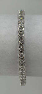 14K White Gold Diamond Bracelet, 5.28 CTW, Round Brilliant Cut