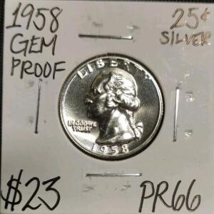 1958 PR66 Gem Proof Silver Washington Quarter