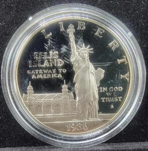 1986-S Ellis Island Liberty Silver Dollar