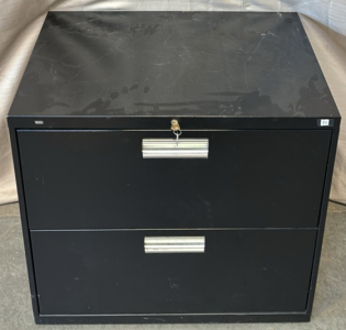 Black 2-Drawer Filing Cabinet / 19&rdquo; L x 30&rdquo; W x 28&rdquo; H