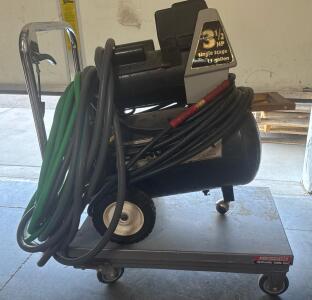 Coleman Blackmax Oil-less Air Compressor and Pittsburgh Hydraulic Table Cart