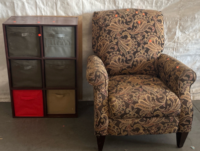 Cubby Hole Cabinet (H 3&rsquo; W), (2&rsquo; L 1") and Vintage Chair