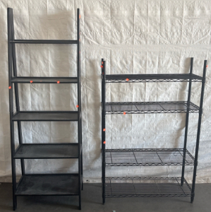 Wood (H 6&rsquo; W 2&rsquo; 1&rdquo; L 1&rsquo; 4&rdquo;) and Metal Shelves H 3&rsquo; 9.5&rdquo; W 3&rsquo; L 1&rsquo; 2&rdquo;)