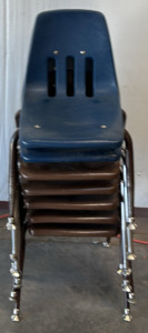 (7) Blue & Brown School Chairs