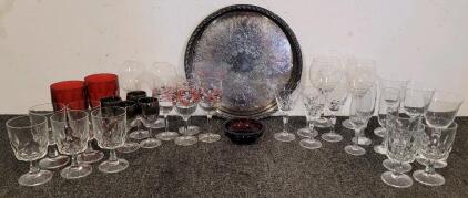 Drinkware Affair, Including a Spring Flower WM Roger's And Son Silver Tray