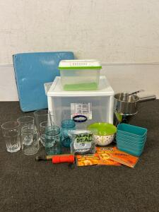 Glassware, Gel-T Cushion, Sterlite Storage Organizer, Hand Warmers and More