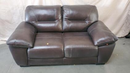 Brown Leather Love Seat 64"x 33"x 37"
