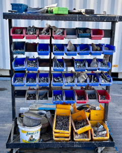 37"x 20"x 47" Rolling Small Parts Organizer, With Lots Of Nuts, Bolts, Fasteners, and Much More.