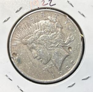 1922 Library Peace Dollar WW1