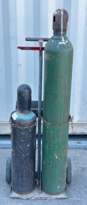 Pair Of Welding Cylinder On Rolling Cart