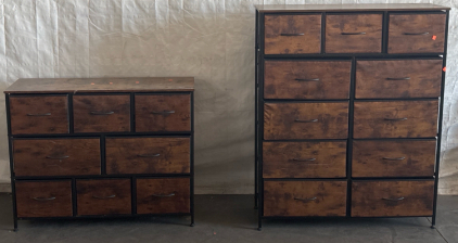 Set of 2 Dark Brown Dressers H 4&rsquo; 1&rdquo; W 3&rsquo; 3.5&rdquo; L 1&rsquo;, H 2&rsquo; 7.5&rdquo; W 3&rsquo; 3.5&rdquo; L 1&rsquo;