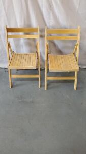 (2) Wooden Folding Chairs 17"x 31"