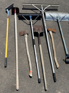 Broom, Shovels, Axes, and Other Gardening Tools