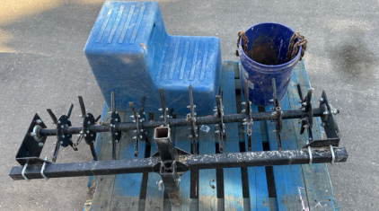 Spike Aerator Attachment, Step Stool and a Bucket of Chains.