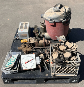 12 gallon Shop Vac, Antique Torch, Philips Power Converter, License Plates, Hanson Dairy Scale, Antique Car Parts and More