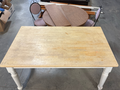 Rectangular Table H 2&rsquo; 6.5&rdquo; L 2&rsquo; 11.5&rdquo; W 4&rsquo; 11.5&rdquo;, Circular Table H 2&rsquo; 5&rdquo; L 3&rsquo; 5.5&rdquo;, Two Chairs H 2&rsquo; 9.5&rdquo;, W 1&rsquo; 3&rdquo;