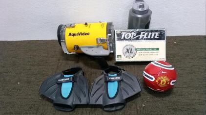 Dive Case, Fins, Golf Balls, and More