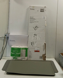 (1) Large Lot of Amazon Overstock Products, 48x60 Bed Board, Paper Towels, and More