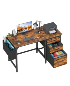 Lufeiya Computer Desk with Fabric File Drawers Cabinet, 47 Inch