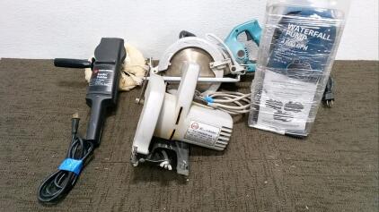 (2) Circular Saws, Sander/Polisher, and Waterfall Pump