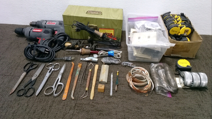 (2) Drills, (3) Soldering Irons, (27) Measuring Tapes, and More