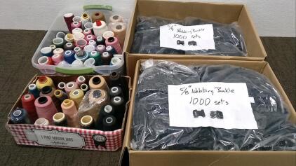 (63) Spools of Thread and (2,000) Sets of (5/8") Webbing Buckles