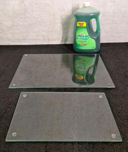 (1) 2-Piece Tempered Glass Cutting Board Set, (1) 90-Oz Bottle Of Palmolive & (1) Box Of Assorted Amazon Overstock