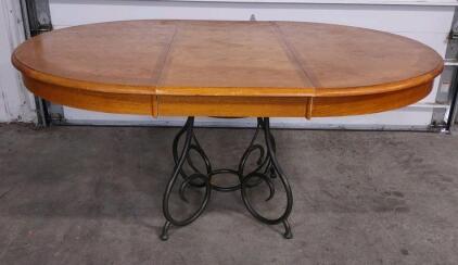 64"x 45&frac12;"x 29⅔" Round Wooden Dining Table w/ Leaf