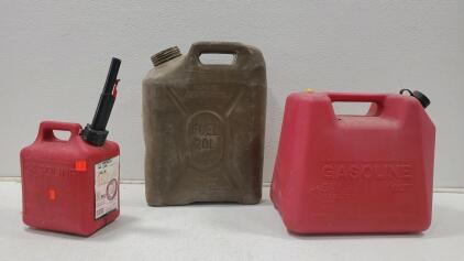 3 Assorted Size Gas Cans