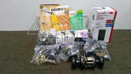 Wire Organizer, (19) Light Bulbs, Biometric Deadbolt, and More