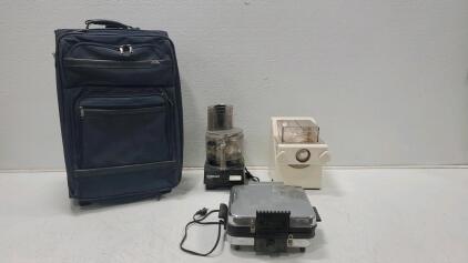 Waffle Maker, Food Processor, Pasta Maker And Suitcase