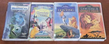 (4) *Rare* Original Disney VHS Movies: Monsters Inc, Sleeping Beauty (Limited Edition), Lion King, & Lion King II