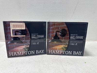 (2) Hampton Bay 11 in. Black Barn Outdoor Wall Light Sconce
