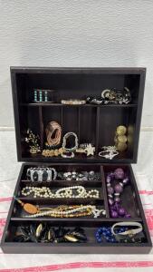 Jewelry Box W/ Assortment Of Necklaces & Bracelets