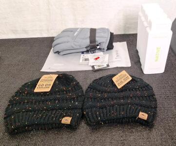 (1) Pair Of 3M Insulated Gloves, S, (2) Tough Outfitters Beanies & (4) 18-Oz Botles Of Native Body Wash, Aloe & Green Tea