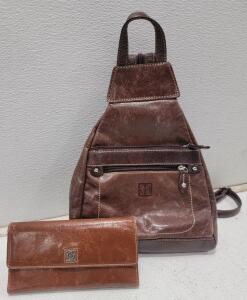 (1)Giani Bernini Brown Leather Purse, (1)Giani Bernini Brown Leather Wallet