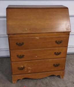30"x 14&frac12;"x 39&frac12;" Fold Down Vintage Retro Solid Wood Desk Dresser