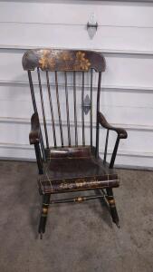 Antique Boston Rocking Chair Original Paint / Stencil / Gilt Decoration, 1860