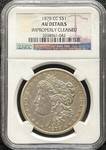 1878 CC Morgan Silver Dollar, NGC AU Details, Carson City Mint
