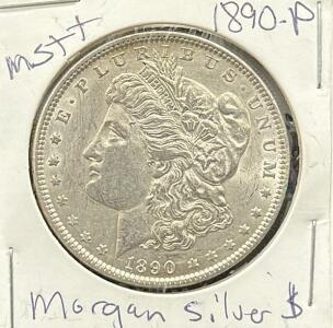 1890 Morgan Silver Dollar Coin, Philadelphia Mint, George T. Morgan Design