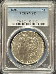 1886 Morgan Dollar, PCGS MS62, Certified by PCGS