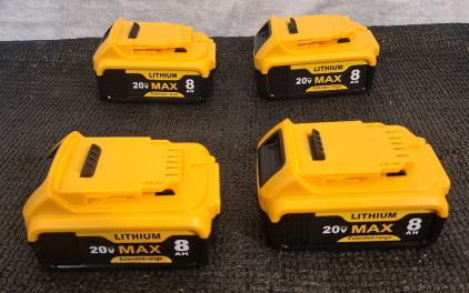 Pack Of (4) Dewalt Compatible - 8.0Ah 20V Max Lithium-Ion Tool Battery - DCB200 DCB204 DCB206