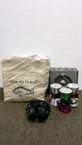 Turtle Beach Headphones, Roadmaster Speaker, (3) Lava Lamp Bases, and Tote