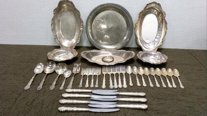 (7) Platters and (30) Piece Flatware Set