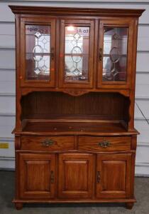 French Country Style Lead Glass Look Doors Sidebar China Cabinet