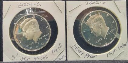 (2) Kennedy Silver Proof Half Dollars
