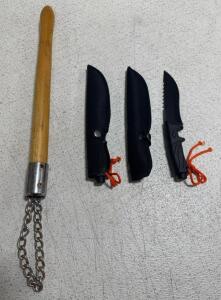 (2) *New* Camping Knives & (1) Livestock Twitch w/ Chain End